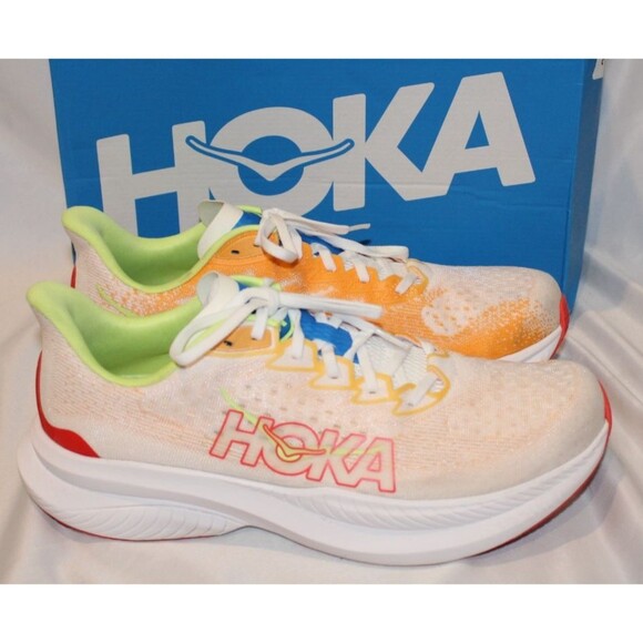 NEW Hoka One Men's MACH 6 RUNNING SNEAKERS WRL WHITE ORANGE SZ 12 NIB - Picture 1 of 6